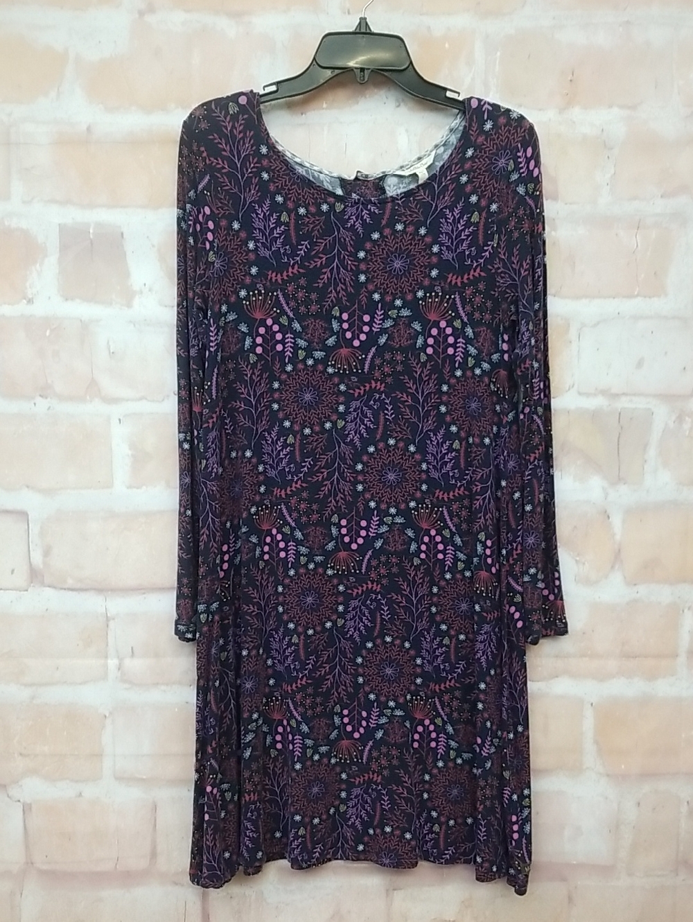 Matilda Jane Women's Floral Long-Sleeve Swing Dress -  Navy Purple